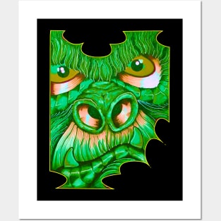 Green Gorilla Face Posters and Art